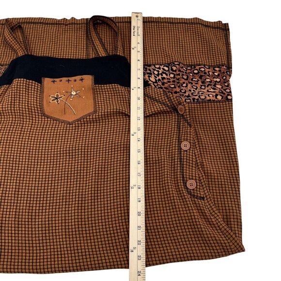 Vintage Napa Valley Petites Y2K Dress Romper L Brown & Black Rayon Floral Pocket - Picture 6 of 7